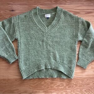 Universal Thread Green V-Neck Sweater Chunky Knit